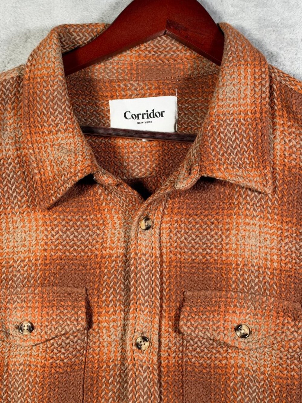 Corridor Shirt Mens XXL Brown Acid Plaid Peak LS Cotton Woven Overshirt $215
